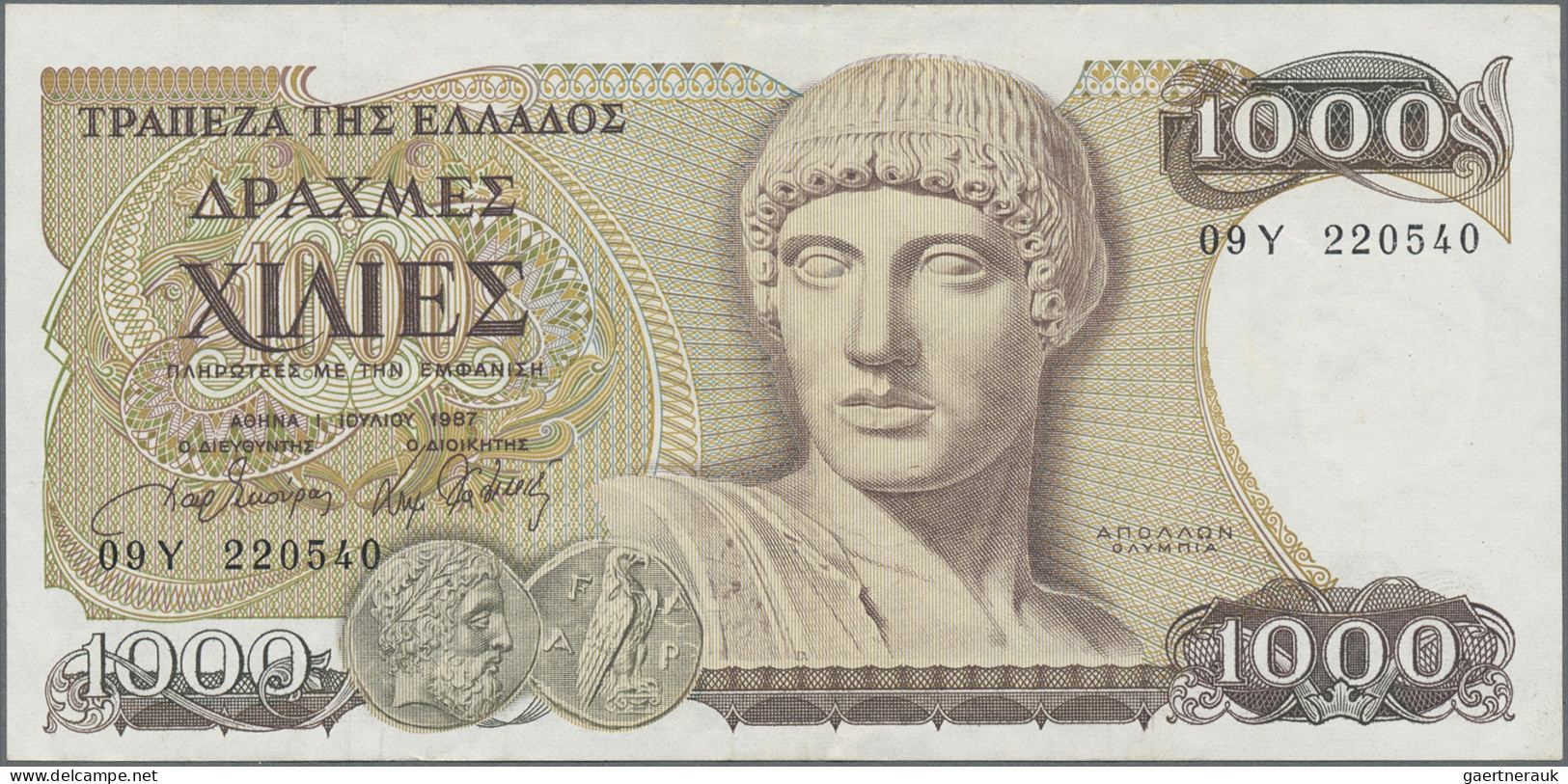 Greece: Bank of Greece, lot with 6 banknotes, comprising 20.000 Drachmai 1949 (P