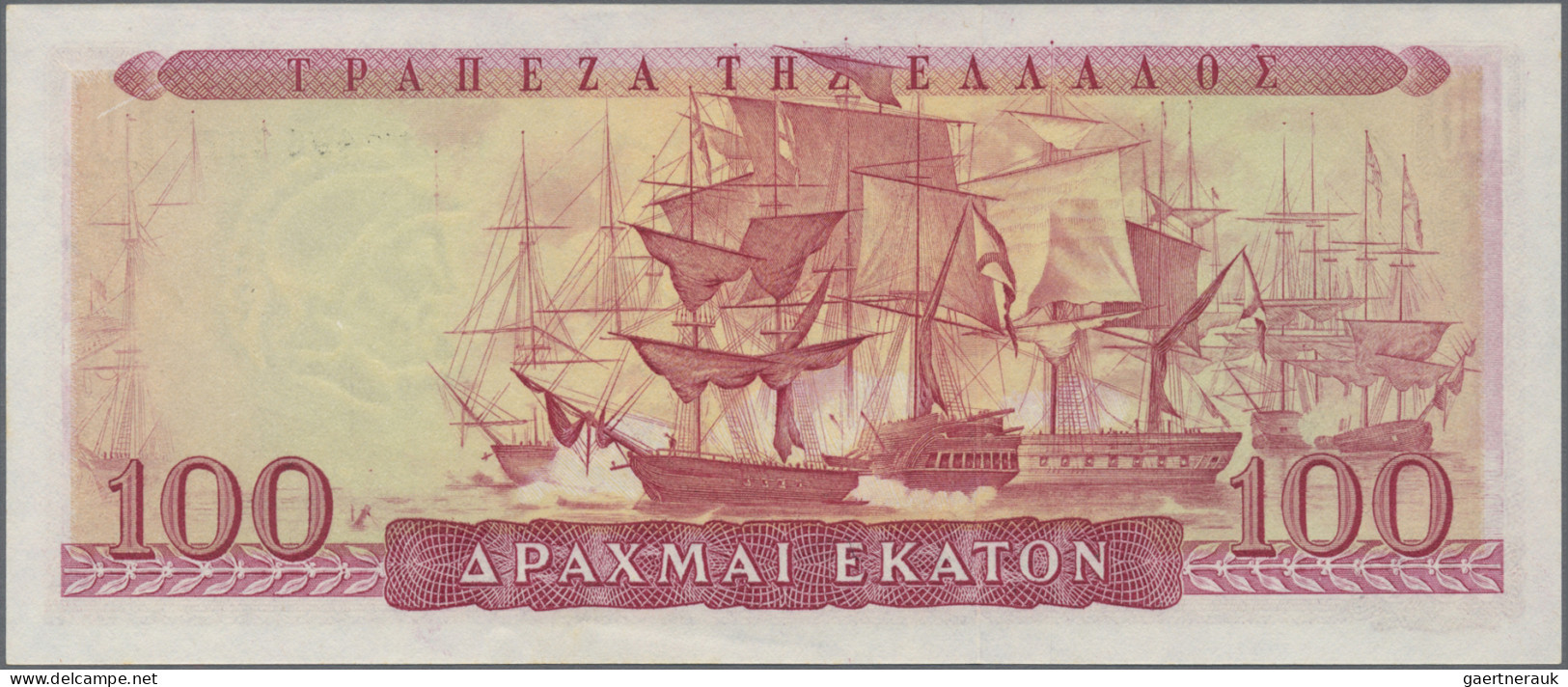 Greece: Bank of Greece, lot with 4 banknotes 1954-1955 series, with 10, 20, 50 a