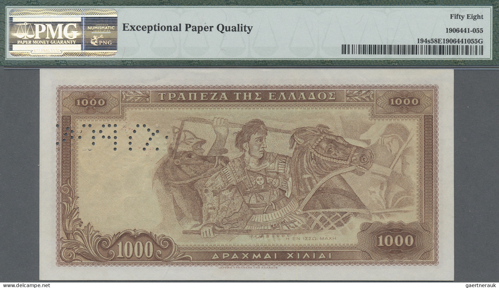 Greece: Bank Of Greece, 1.000 Drachmai 1956 SPECIMEN, P.194s With "Specimen" Per - Greece