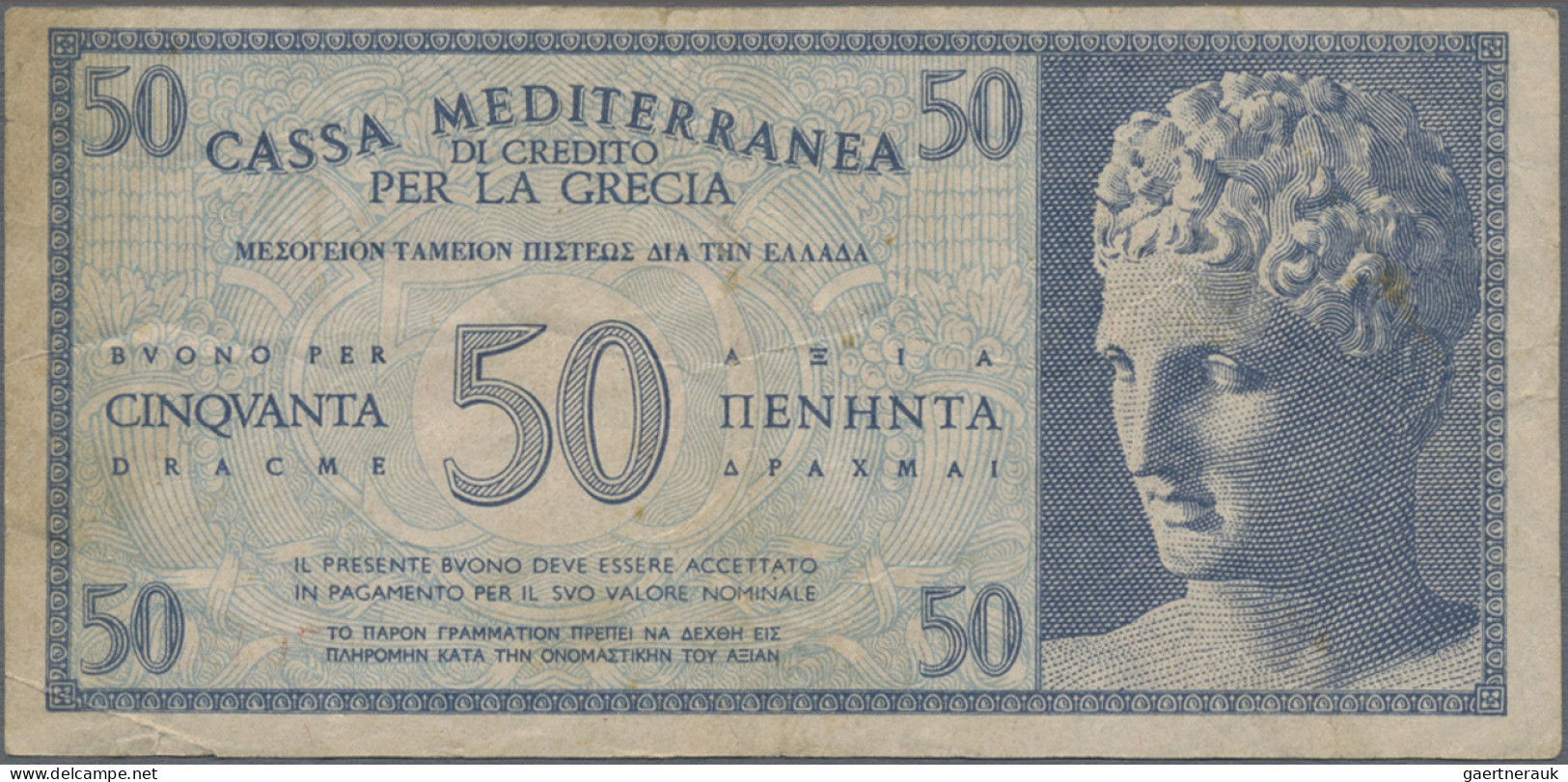 Greece: Cassa Mediterranea Per La Grecia, Nice Set With 4 Banknotes ND(1941) Ser - Grecia