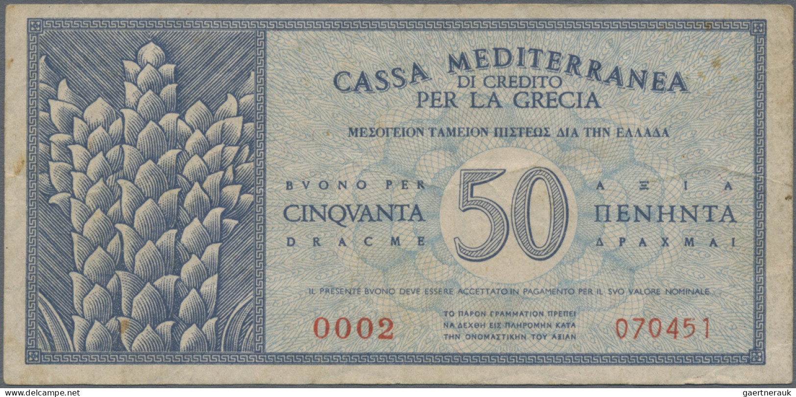 Greece: Cassa Mediterranea Per La Grecia, Nice Set With 4 Banknotes ND(1941) Ser - Grèce