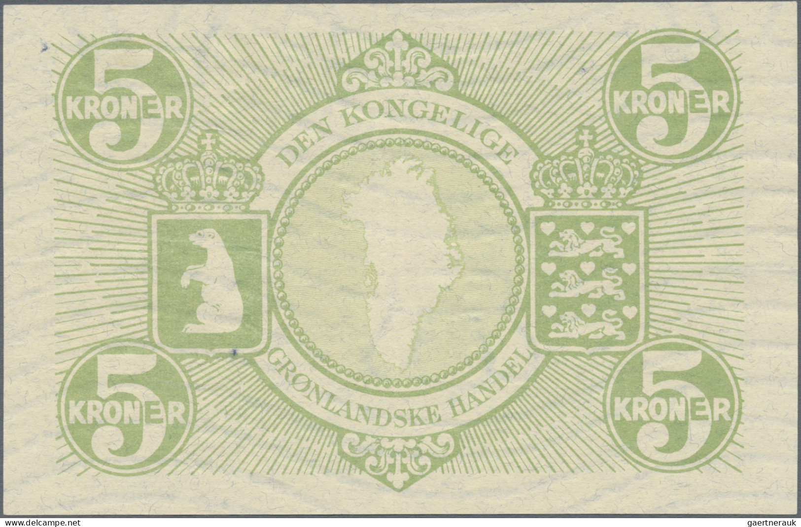 Greenland: Royal Greenlandic Trade, 5 Kroner ND(1953), P.18a, Very Exceptional C - Groenland