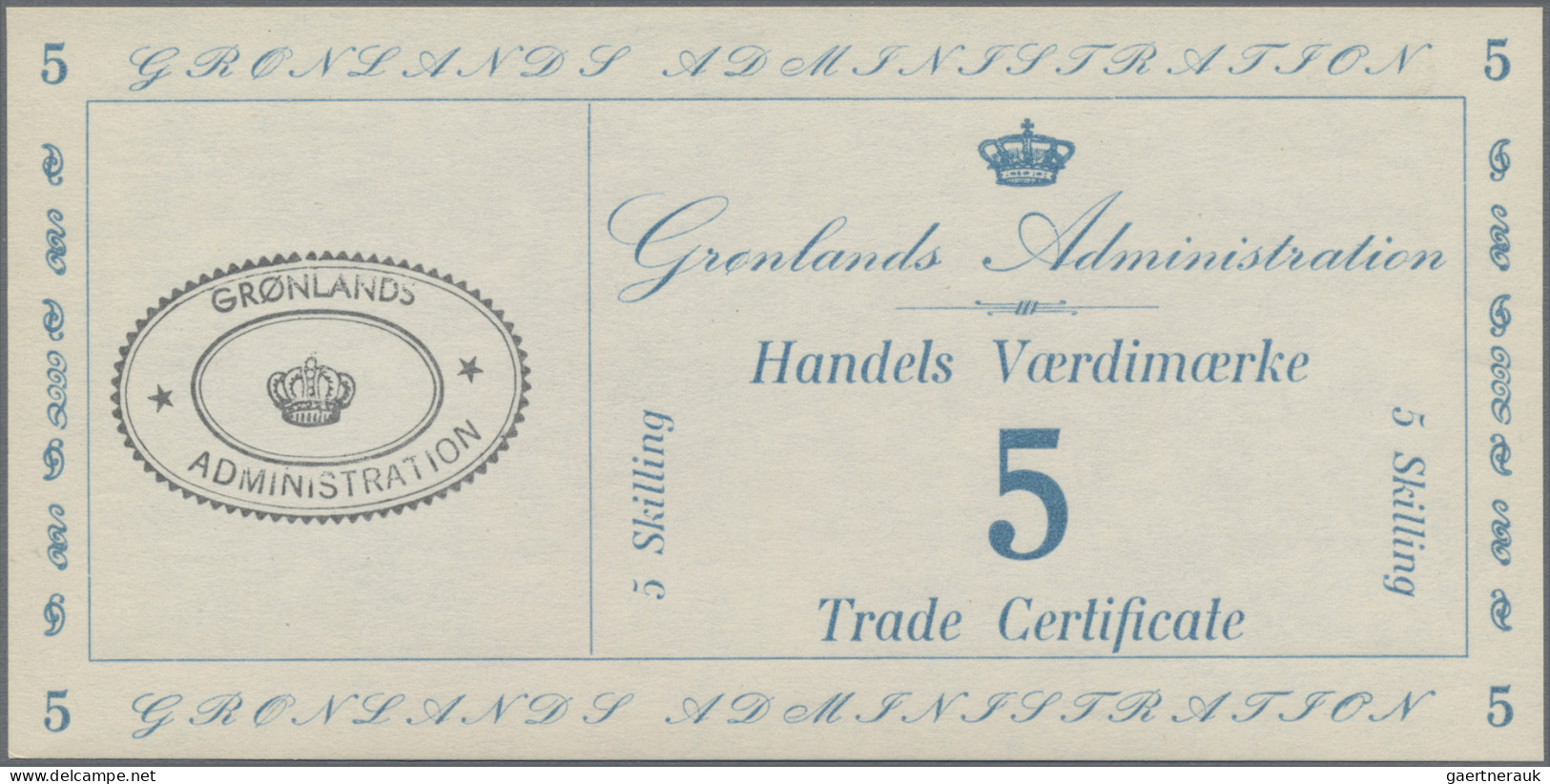 Greenland: Greenland-Administration, Set With 1, 5 And 20 Skilling ND(1942) Trad - Greenland