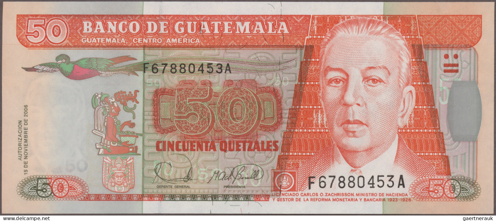 Guatemala: Banco De Guatemala, Huge Lot With 28 Banknotes, Series 1942-2012, Com - Guatemala