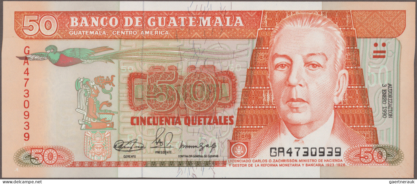 Guatemala: Banco De Guatemala, Huge Lot With 28 Banknotes, Series 1942-2012, Com - Guatemala