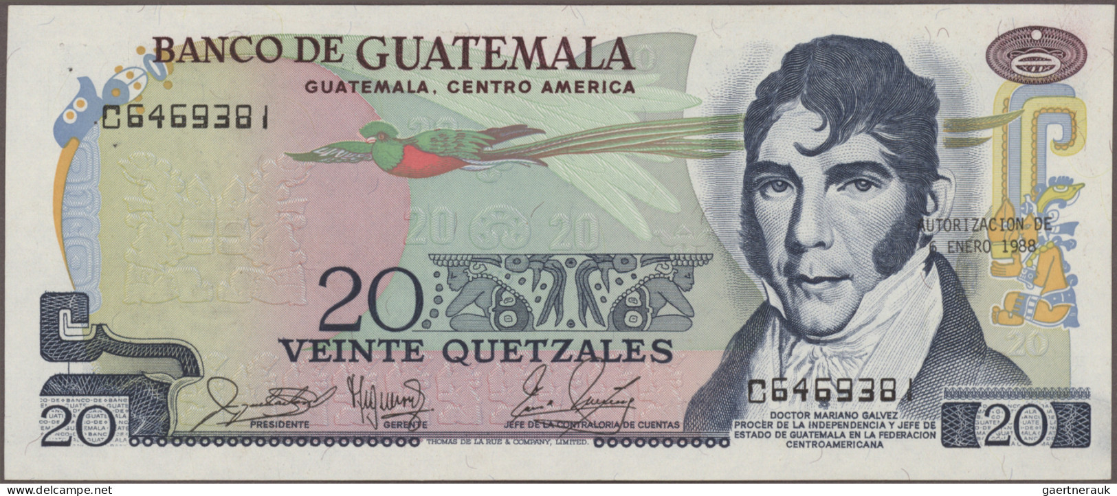 Guatemala: Banco de Guatemala, huge lot with 28 banknotes, series 1942-2012, com