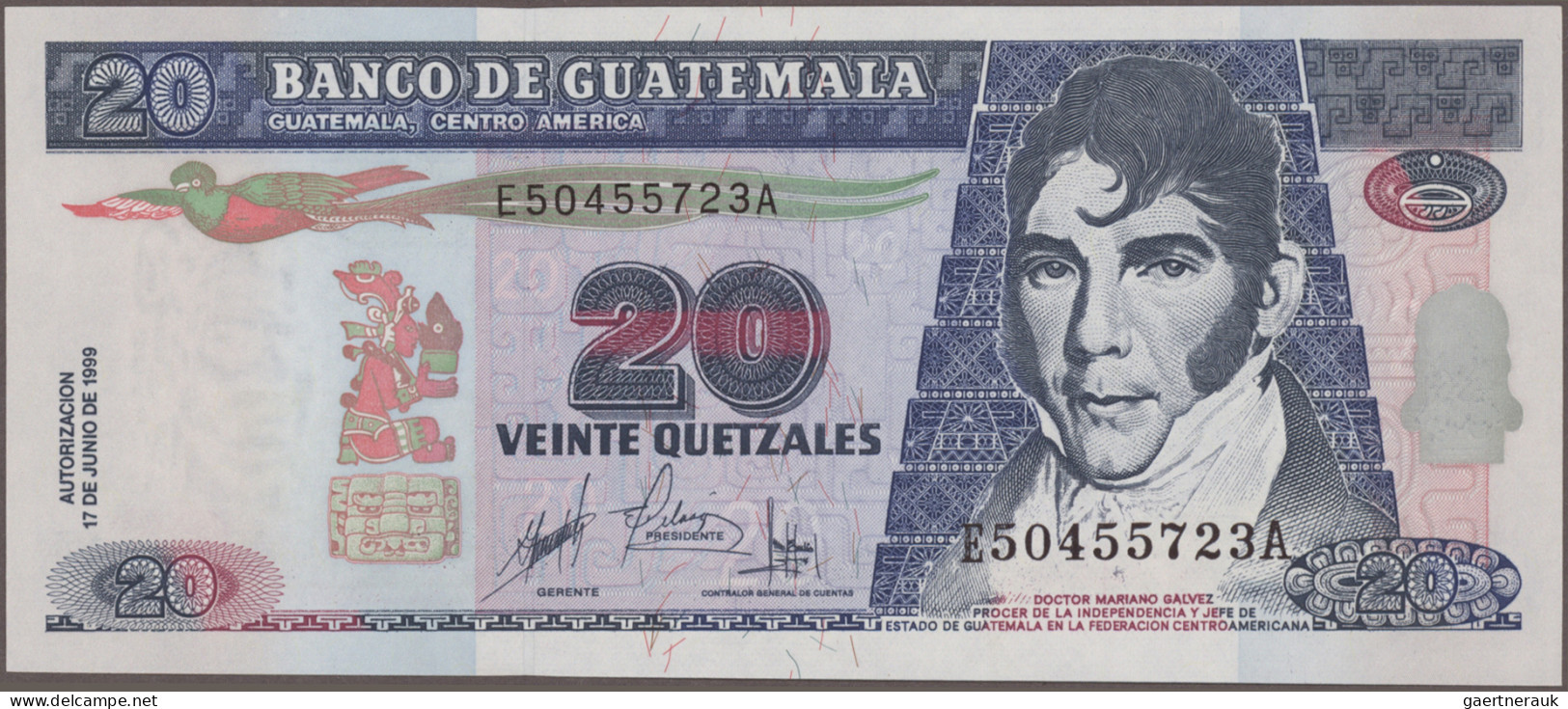 Guatemala: Banco de Guatemala, huge lot with 28 banknotes, series 1942-2012, com