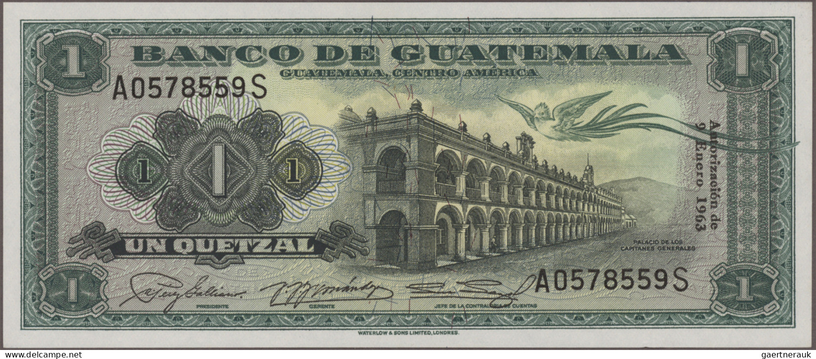 Guatemala: Banco de Guatemala, huge lot with 28 banknotes, series 1942-2012, com