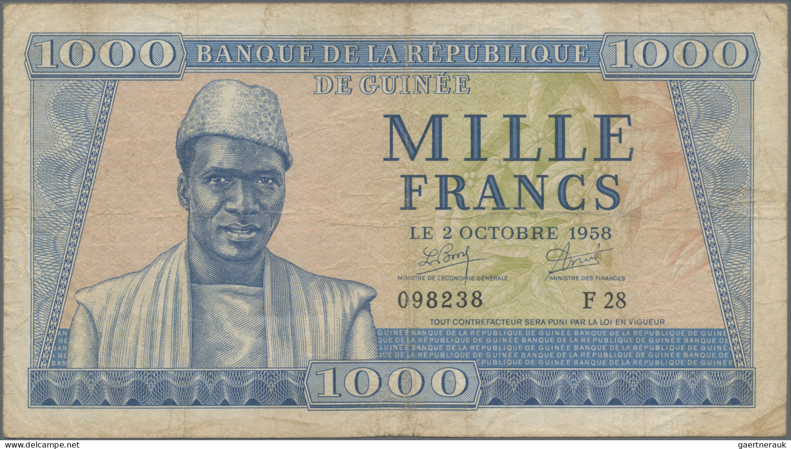 Guinea: Banque De La République De Guinée, Series 1958, Set With 50 Francs (P.6, - Guinee