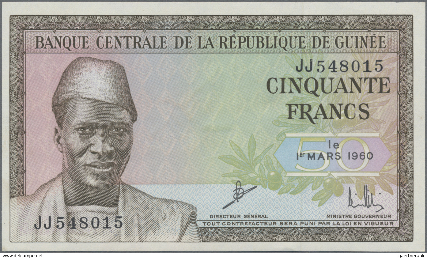 Guinea: Banque de la République de Guinée, series 1960, set with 50 Francs (P.12