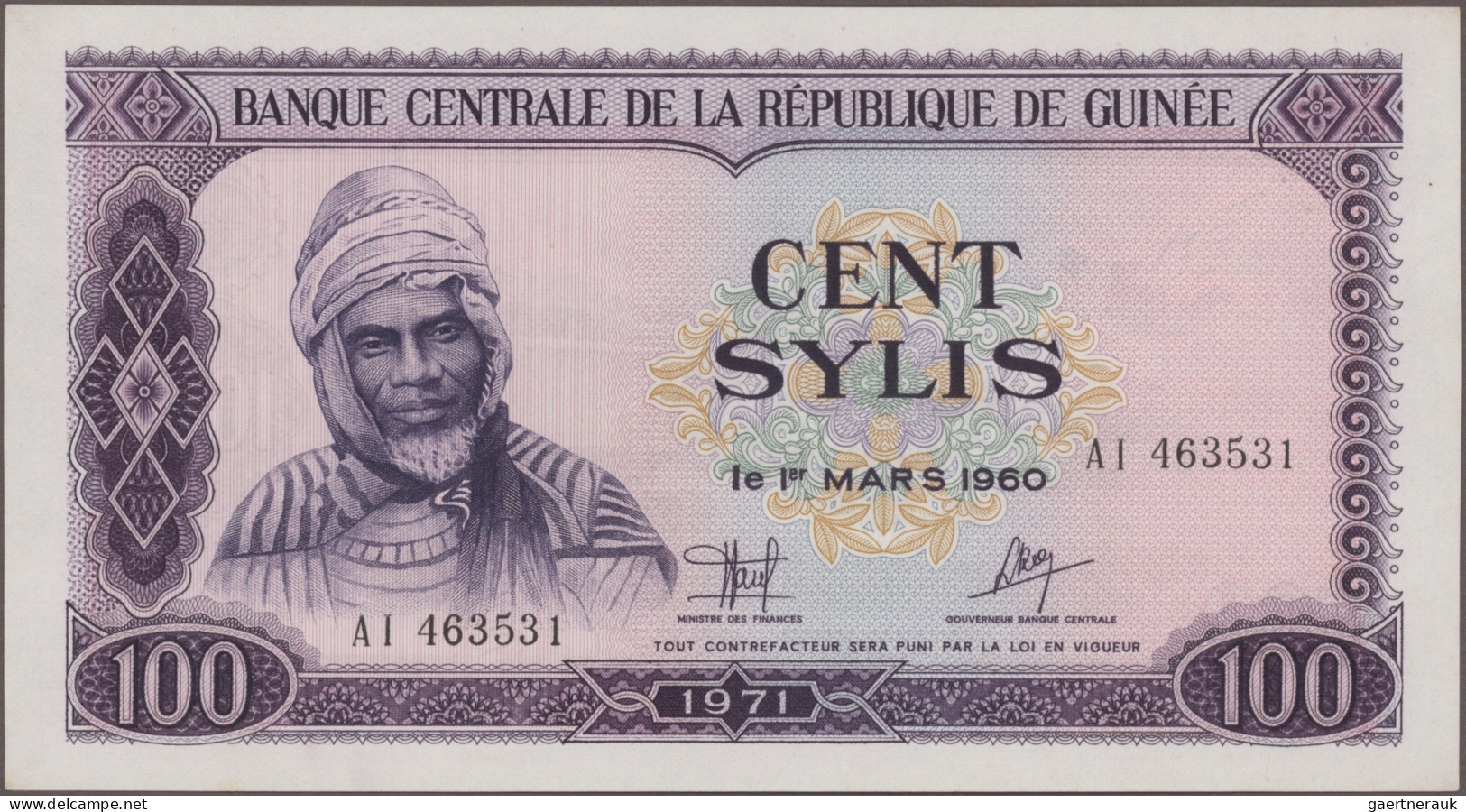 Guinea: Banque de la République de Guinée, huge lot with 30 banknotes, series 19