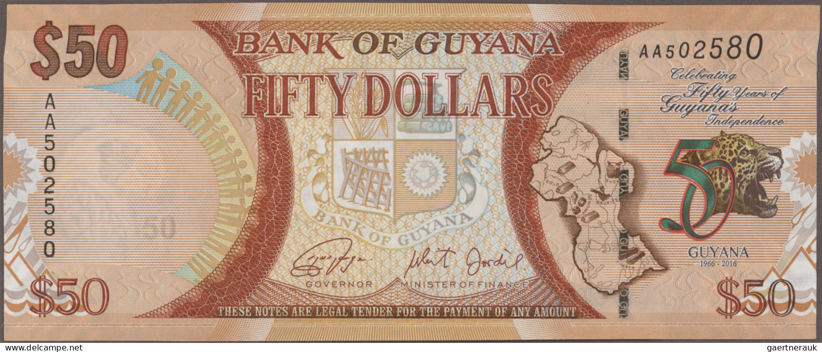 Guyana: Bank Of Guyana, Huge Lot With 17 Banknotes, Series 1983-2016, With 3x 1 - Guyana