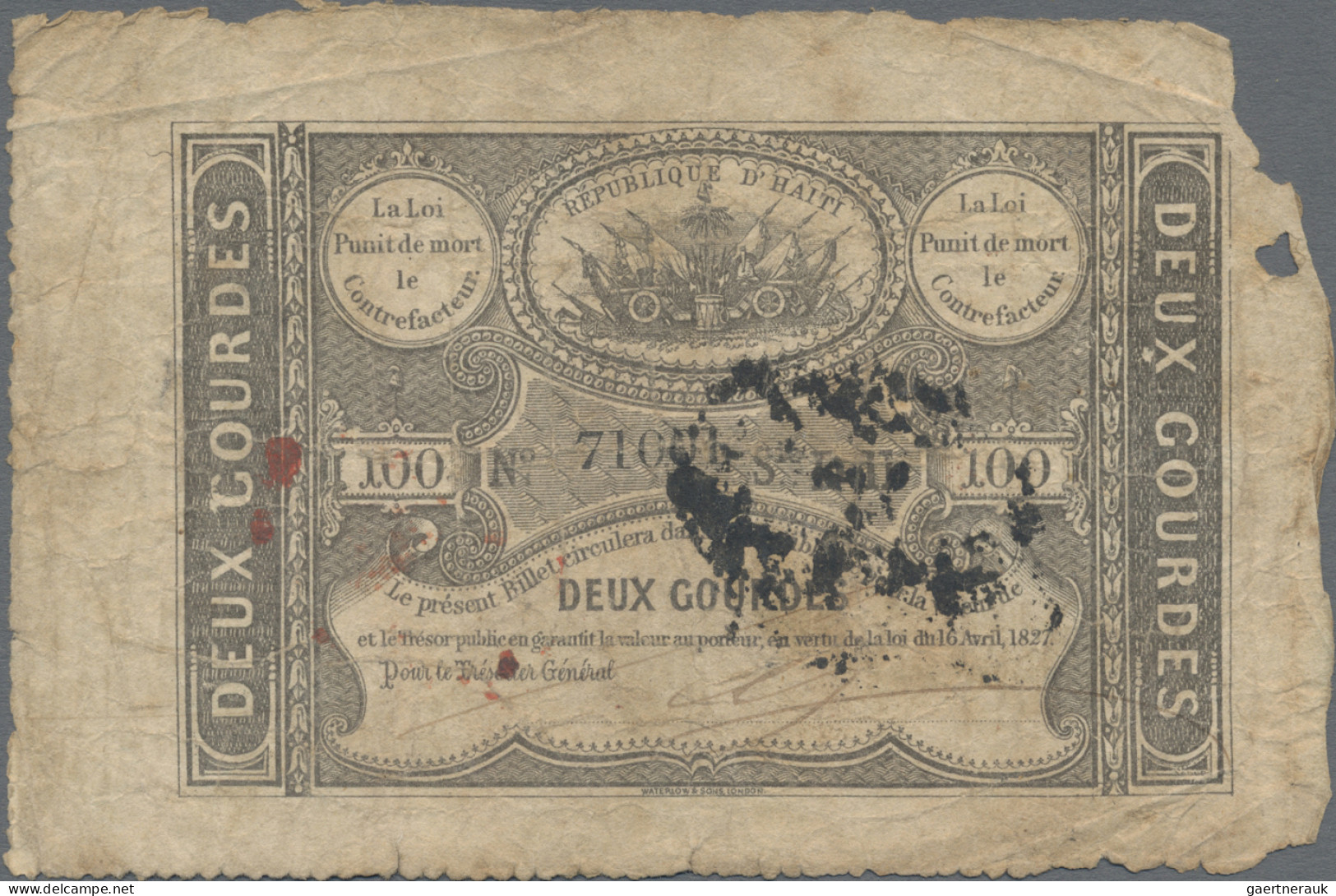 Haiti: République d'Haïti, nice lot with 4 banknotes, series 1827-1950, comprisi