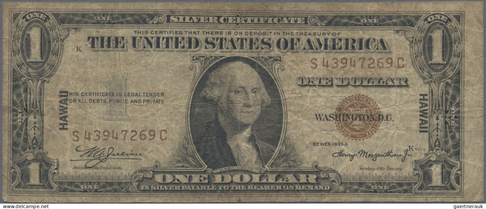 Hawaii: Silver Certificate, 1 Dollar, Series 1935A (1942) With Overprint "HAWAII - Otros – América