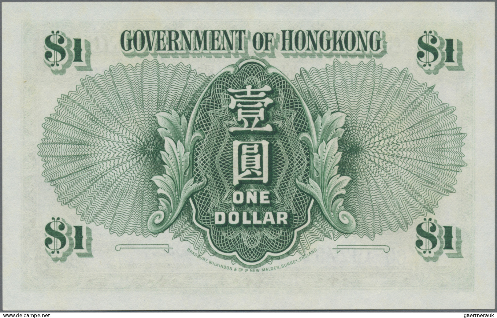 Hong Kong: Government Of Hong Kong, Pair With 1 Dollar 1952 (P.324b, UNC) And 1 - Hong Kong