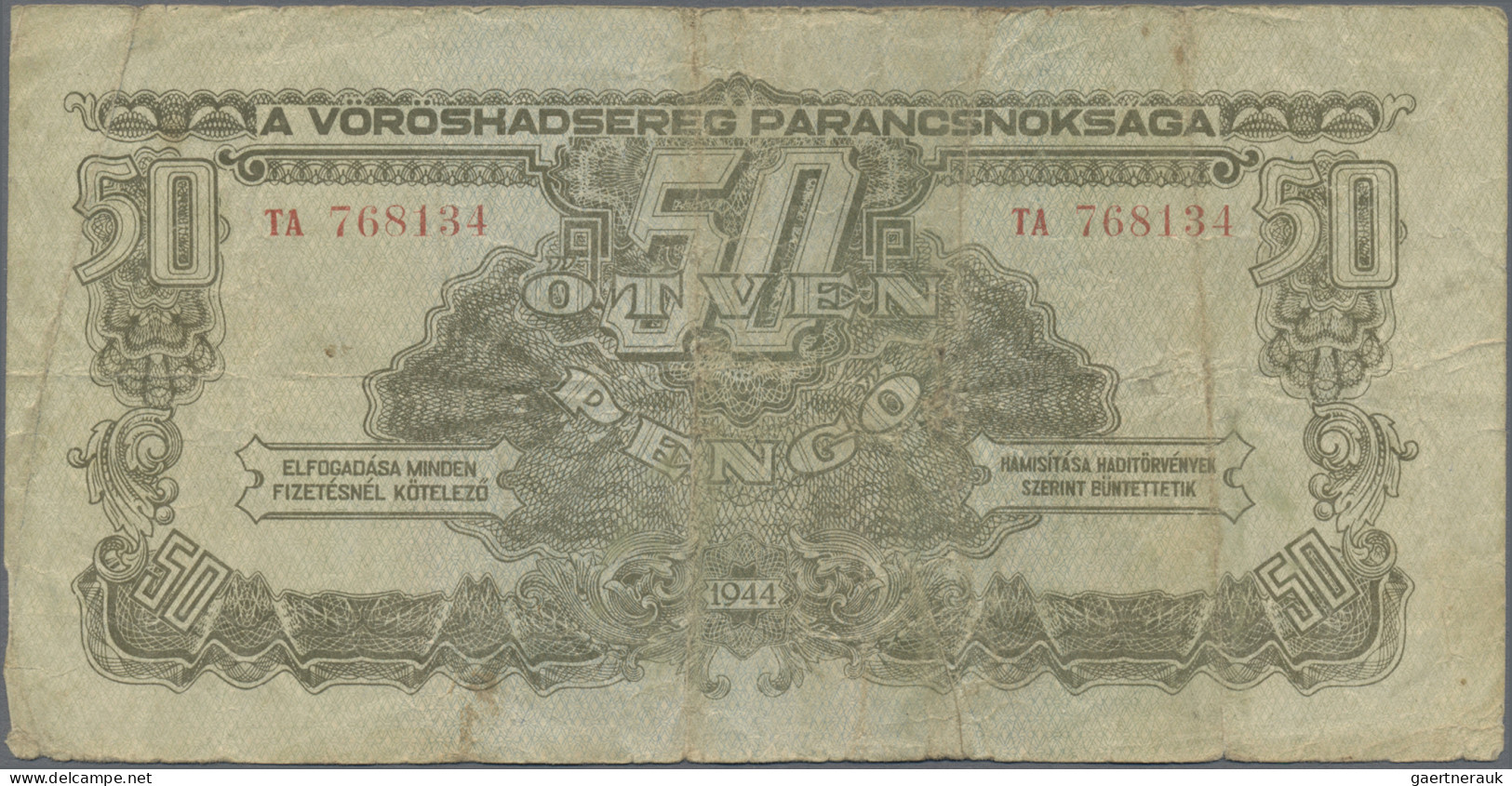 Hungary: Red Armee Occupation WW II, Set With 1, 2, 5, 10, 20 And 50 Pengö 1944, - Hungría