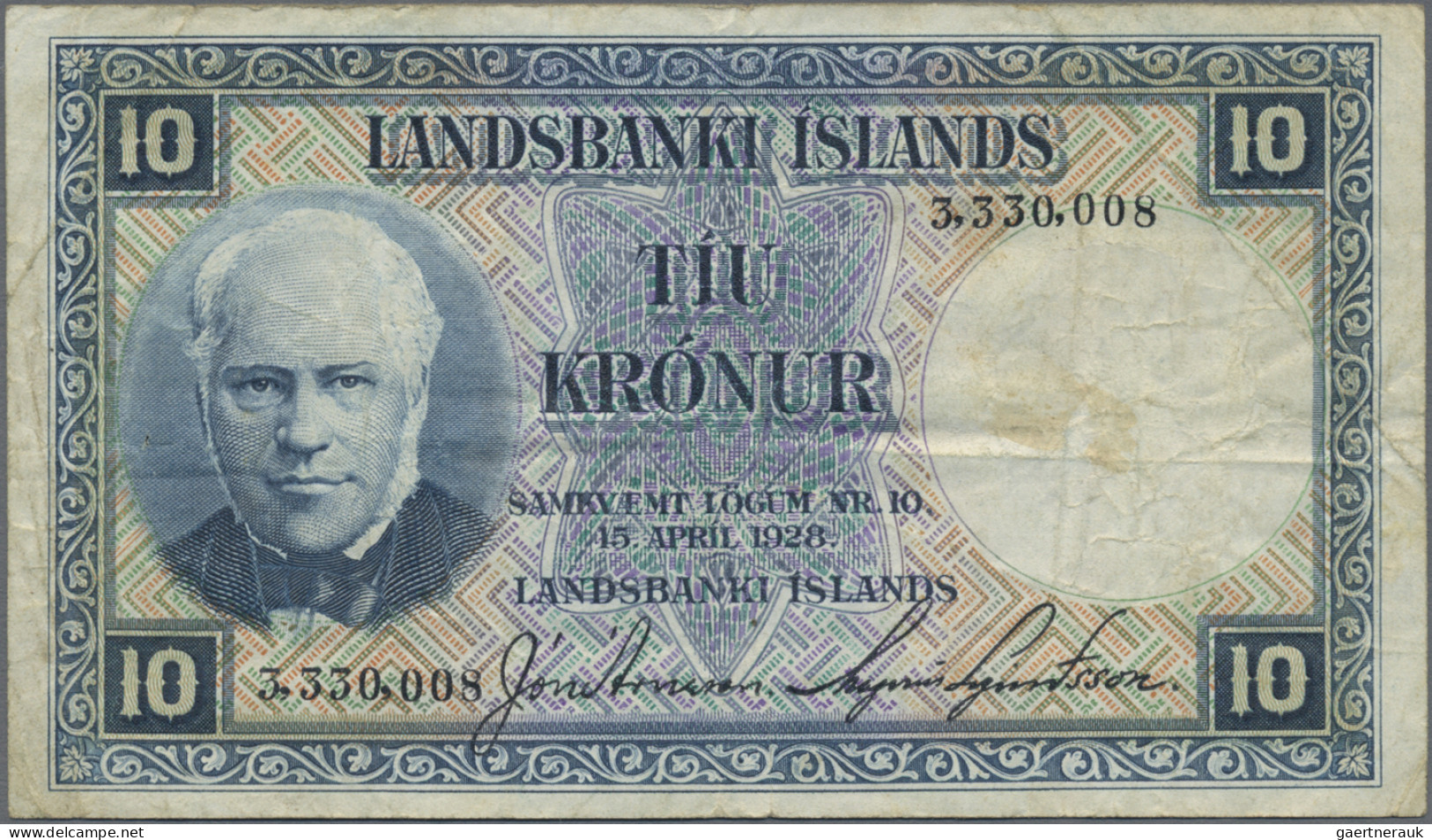 Iceland: Treasury Of Iceland And Landsbanki Íslands, Set With 3 Banknotes, With - Islande