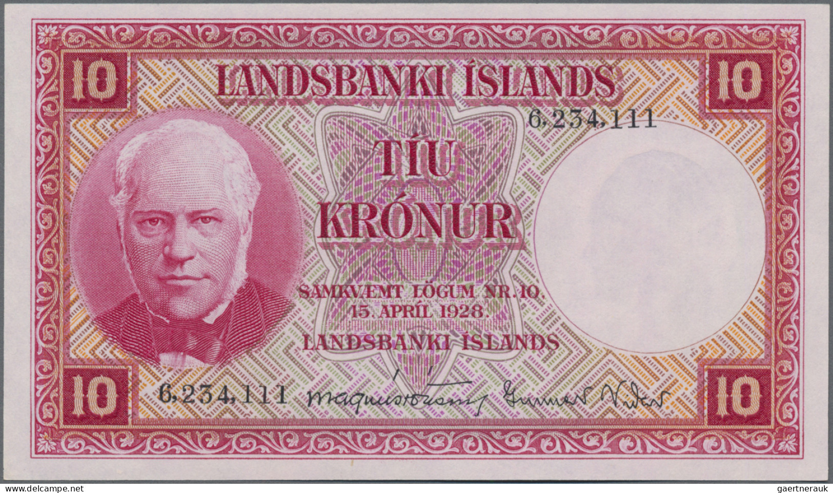 Iceland: Treasury And State Bank Of Iceland, Lot With 4 Banknotes, Series 1941, - IJsland