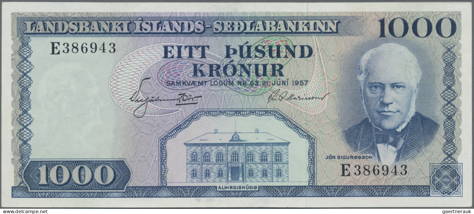 Iceland: Treasury and State Bank of Iceland, lot with 4 banknotes, series 1941,