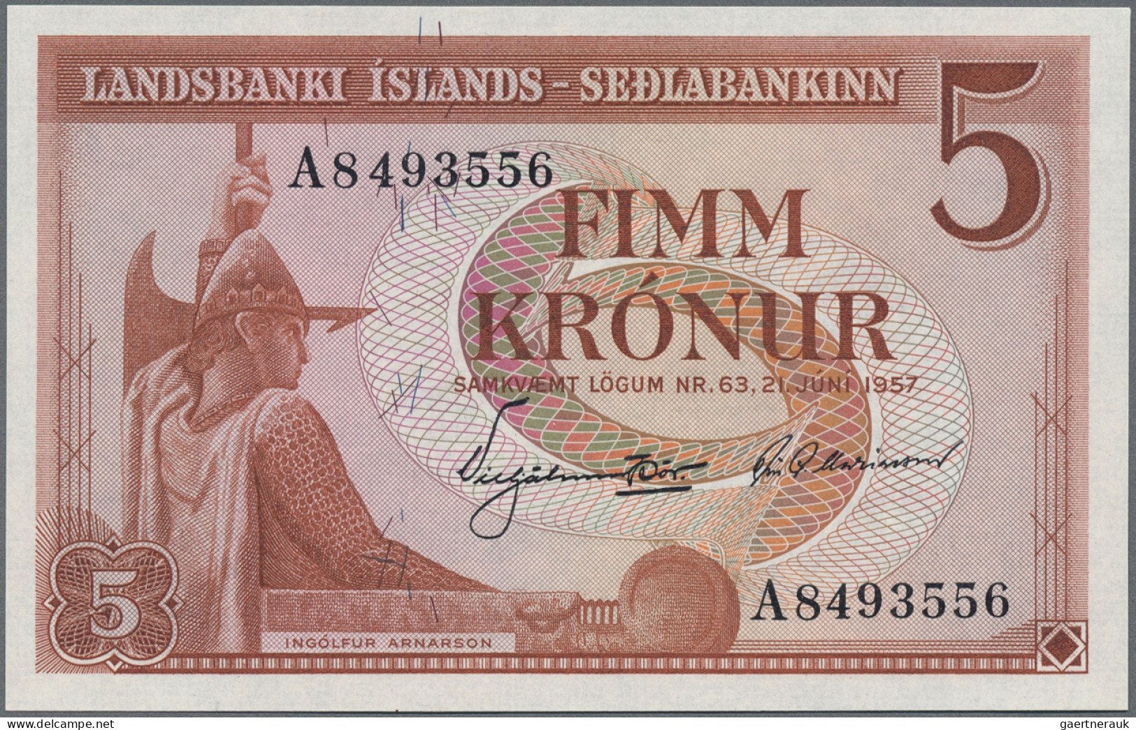 Iceland: Central Bank Of Iceland, Lot With 11 Banknotes, Series 1957-1961, With - Islande