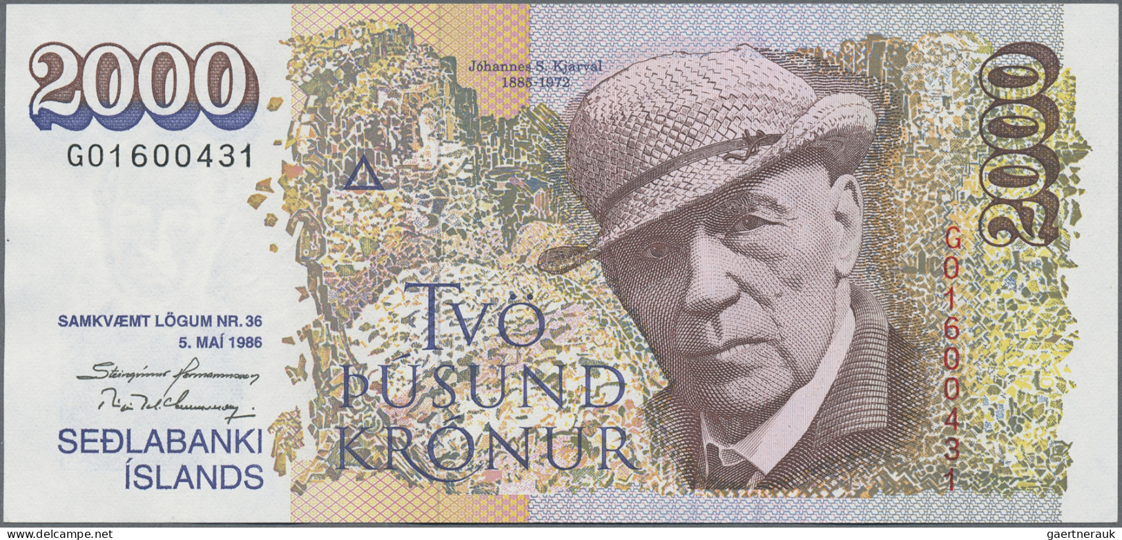 Iceland: Central Bank Of Iceland, Lot With 8 Banknotes, 1981-2005 Series With 10 - IJsland