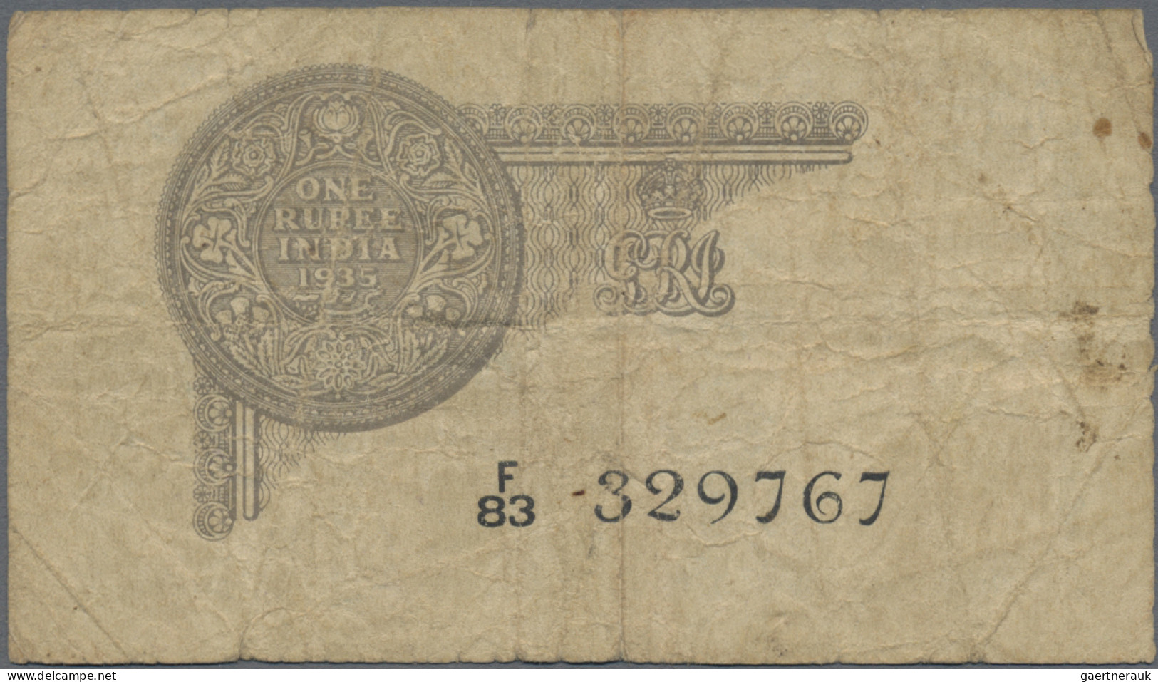 India: Government Of India, Pair With 1 Rupee 1935 Without Watermark (P.14b, F/F - Indien