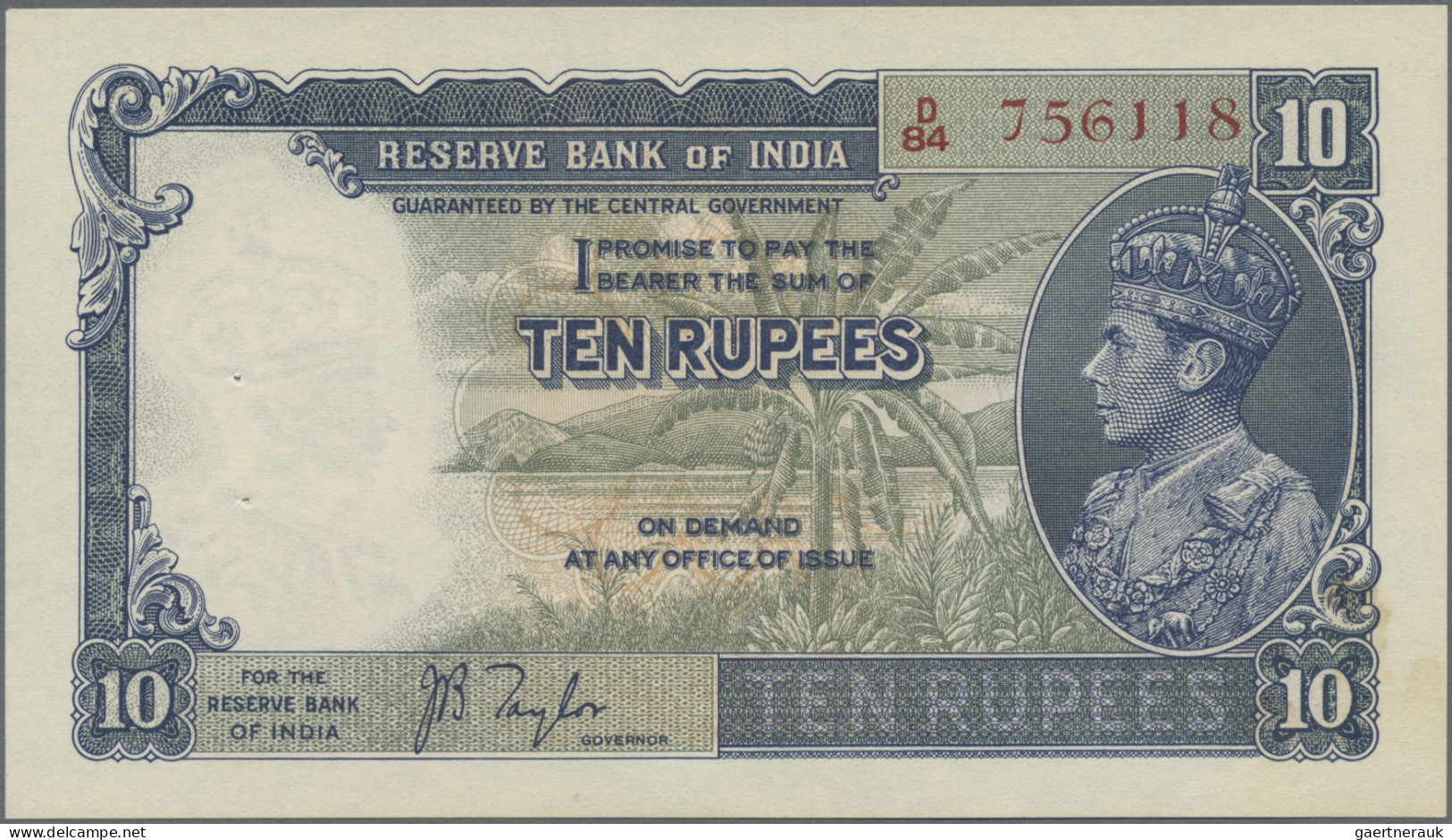 India: Reserve Bank Of India, Pair With 5 Rupees ND(1937) With Signature Taylor - Inde