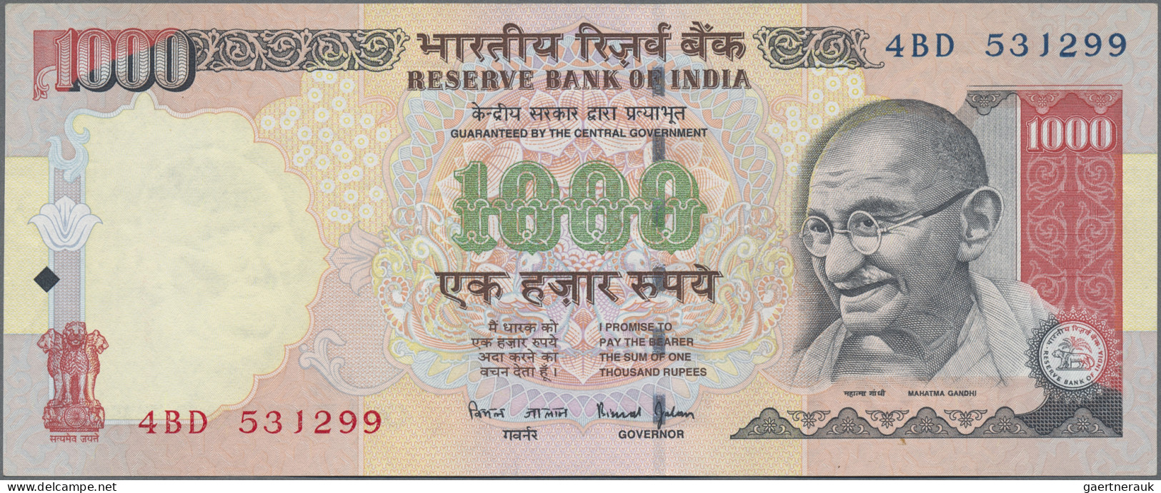 India: Government and Reserve Bank of India, giant lot with 45 banknotes 1-1.000