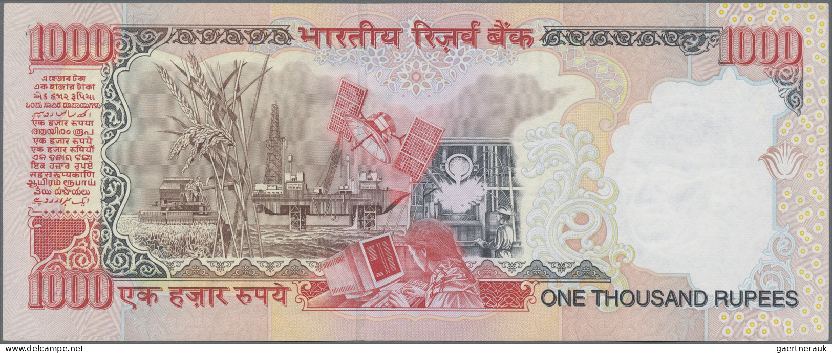 India: Government and Reserve Bank of India, giant lot with 45 banknotes 1-1.000