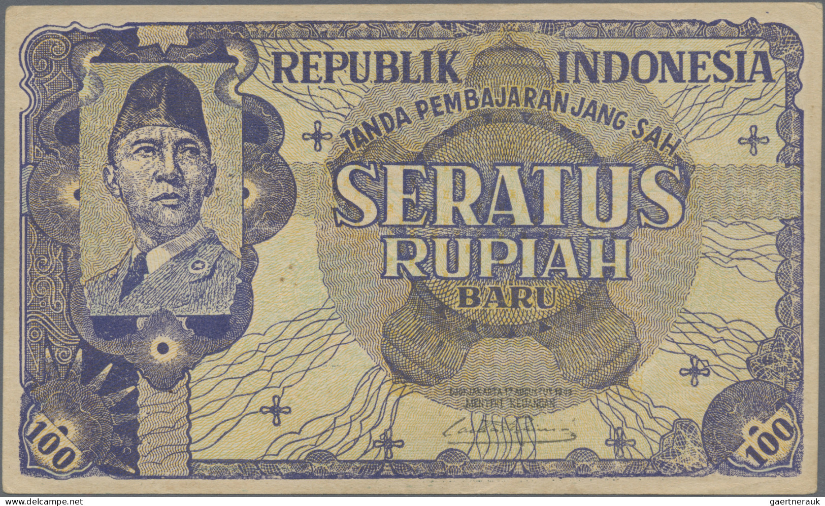 Indonesia: Republic Indonesia, lot with 5 banknotes, series 1947-1949, with 10 a