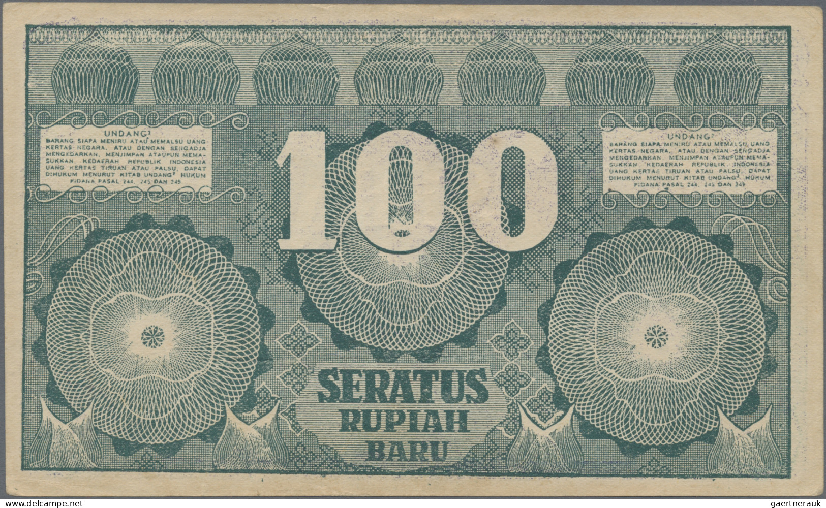 Indonesia: Republic Indonesia, lot with 5 banknotes, series 1947-1949, with 10 a