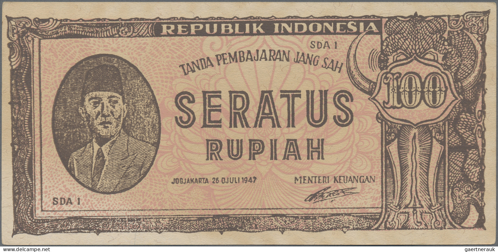 Indonesia: Republic Indonesia, Lot With 10 Banknotes, Series 1947-1947, With 1, - Indonesia