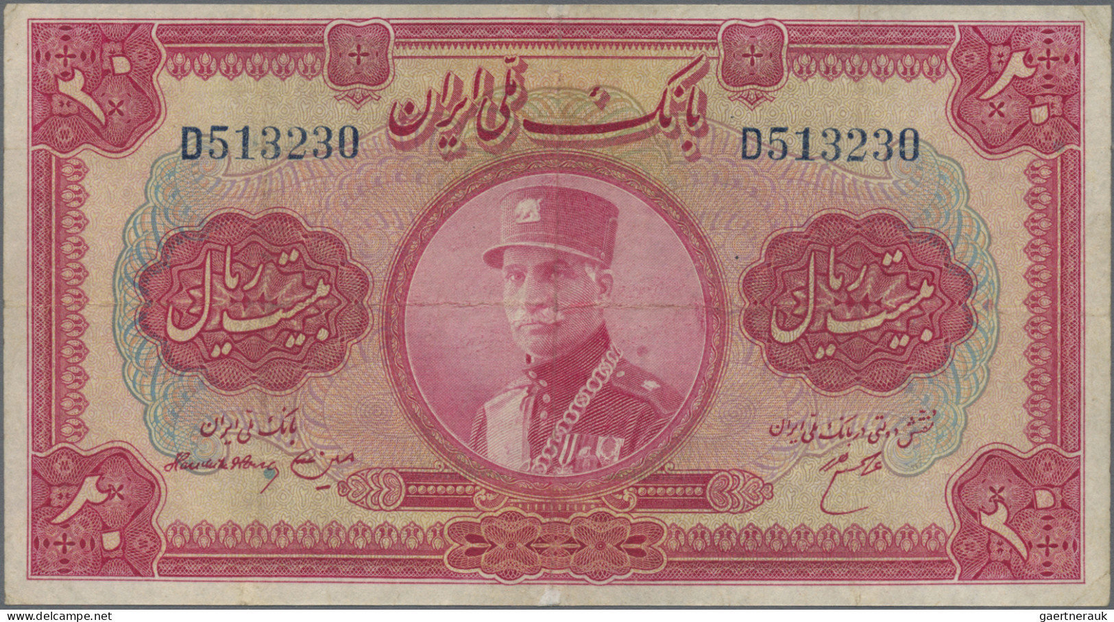 Iran: Bank Melli Iran, 20 Rials SH1313(1934), P.26a, Still Nice With Minor Repai - Iran