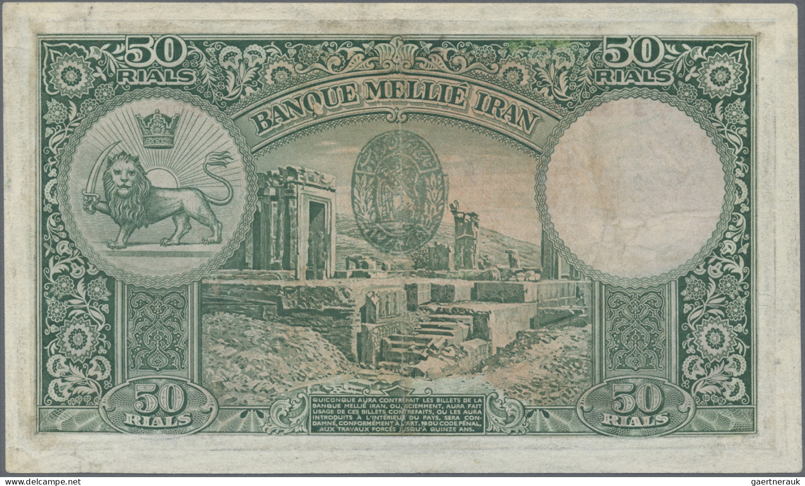Iran: Bank Melli Iran, 50 Rials SH1317(1938), P.35b, Very Nice With A Few Strong - Irán