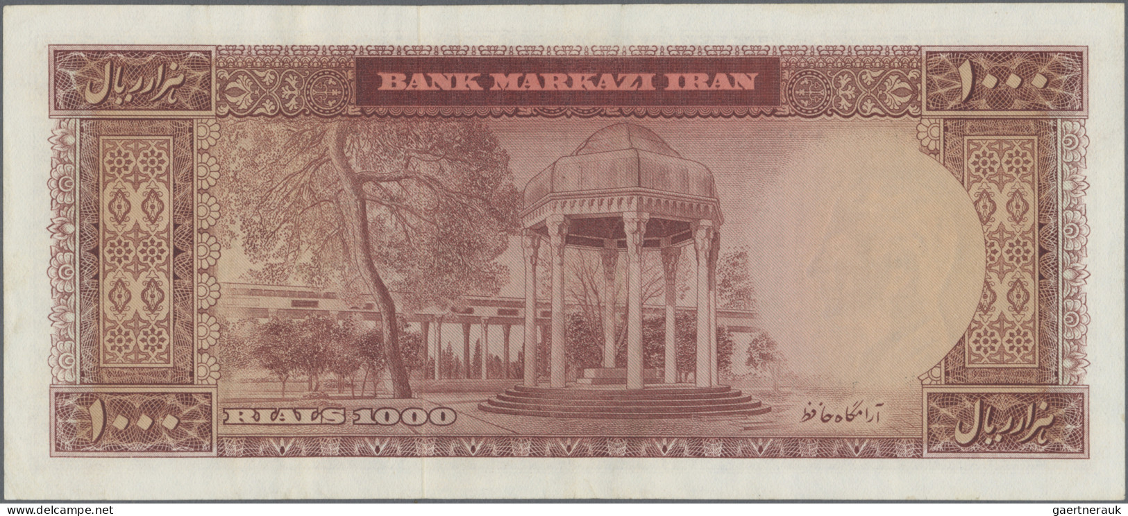 Iran: Bank Markazi Iran, 1.000 Rials SH1331(1962), P.75, Almost Perfect With A V - Iran