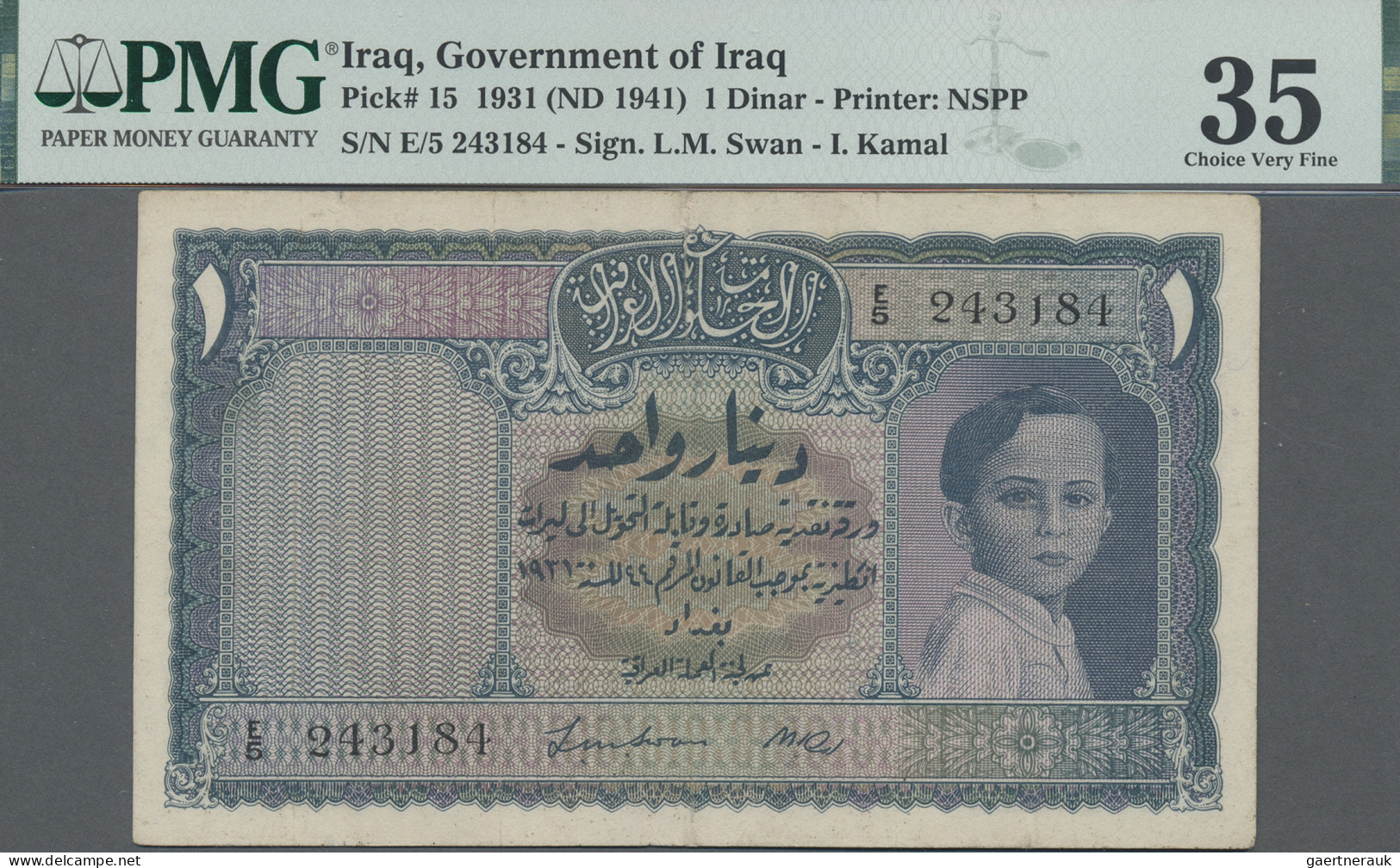 Iraq: Government Of Iraq, 1 Dinar 1931 (ND 1941), P.15, Some Minor Repairs Upper - Irak