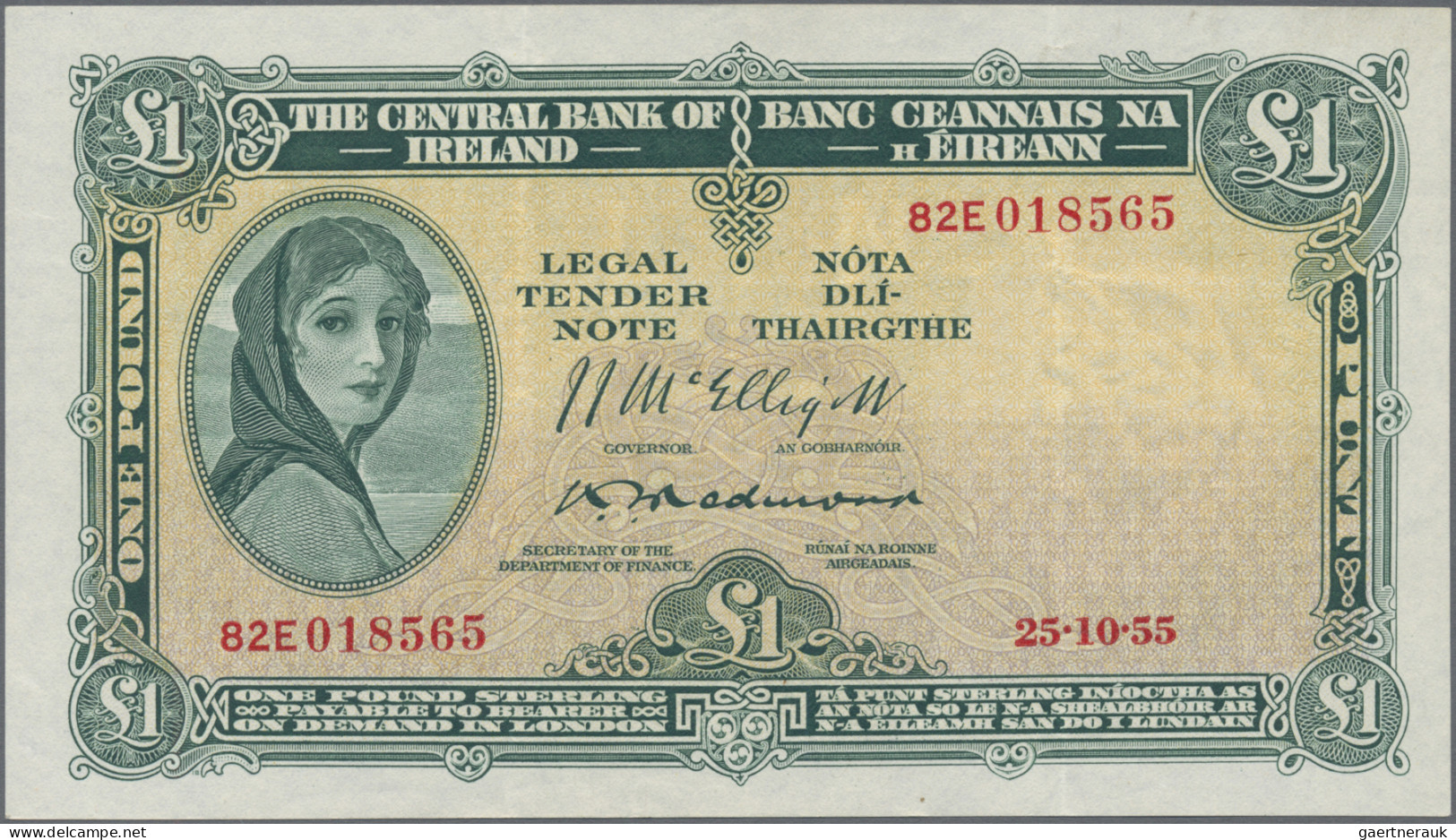 Ireland: Currency Commission And Central Bank Of Ireland, Lot With 5 Banknotes, - Irlanda