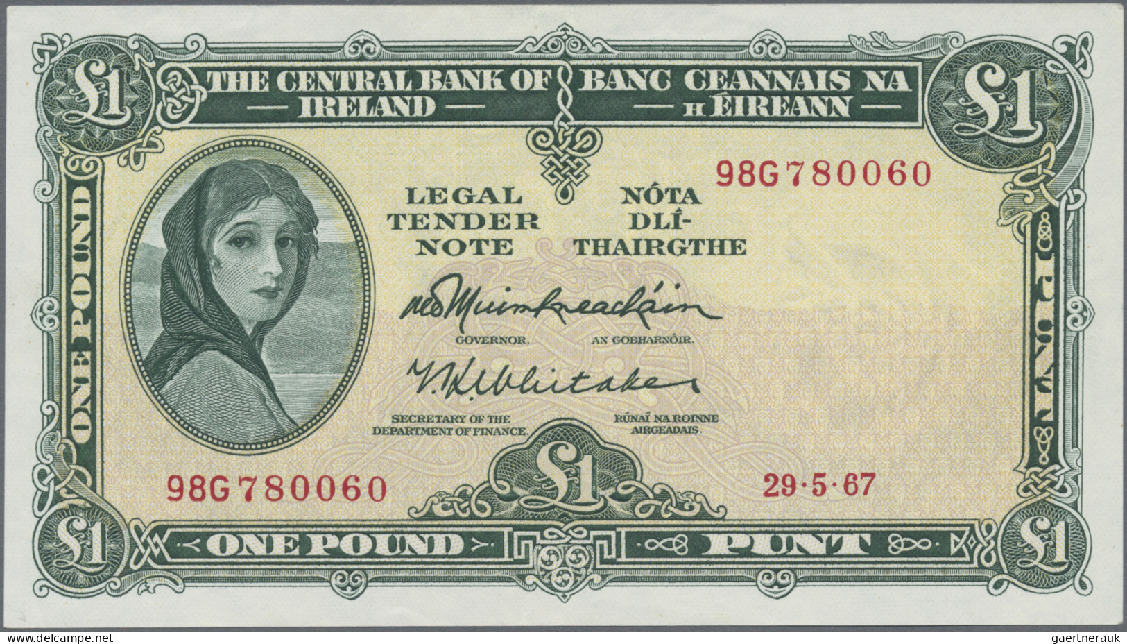 Ireland: Central Bank Of Ireland, Small Lot With 3 Banknotes, 10 Shillings 1968 - Ireland