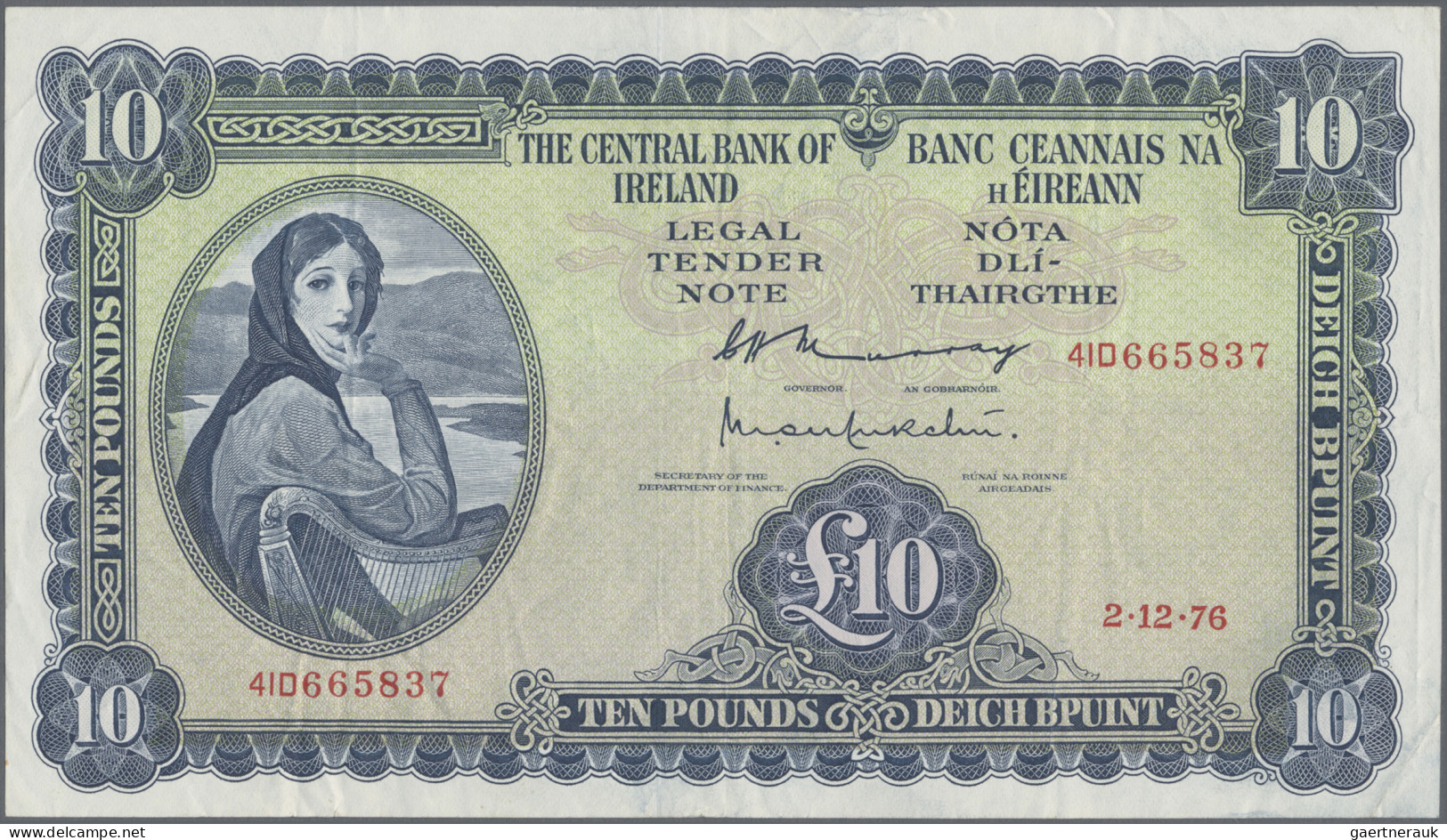 Ireland: Central Bank Of Ireland, Pair With 5 Pounds 1965 (P.65a, F/F+, Rusty Sp - Irland