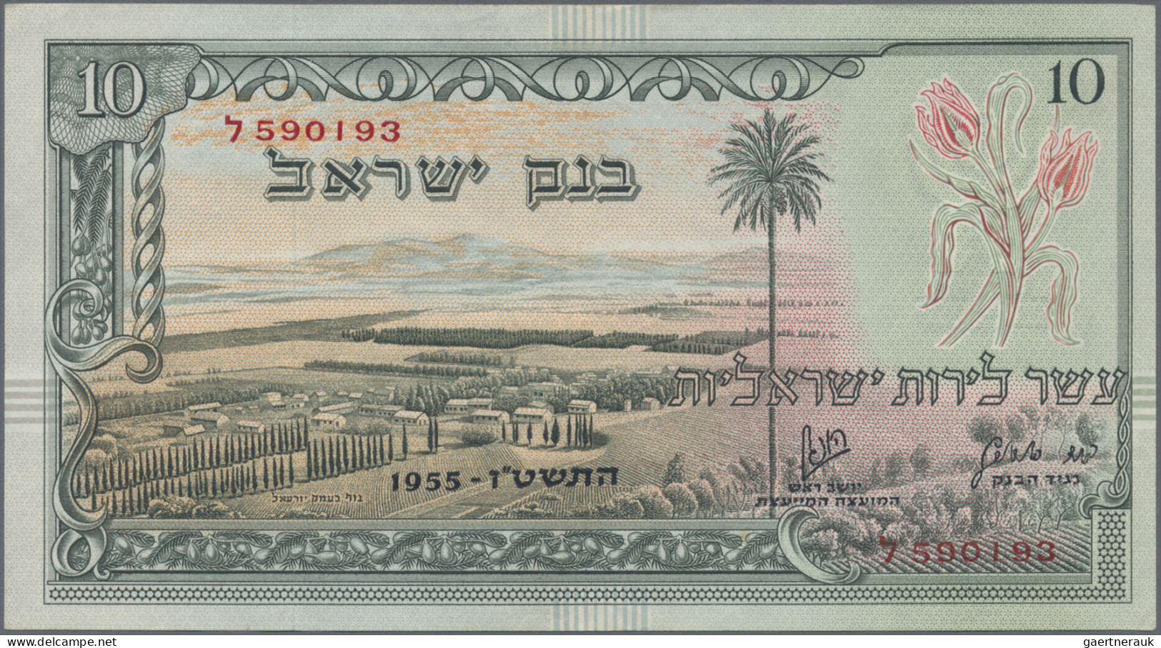 Israel: Bank Of Israel, Set With 4 Banknotes, 1955 Series, With 500 Pruta (P.24a - Israël