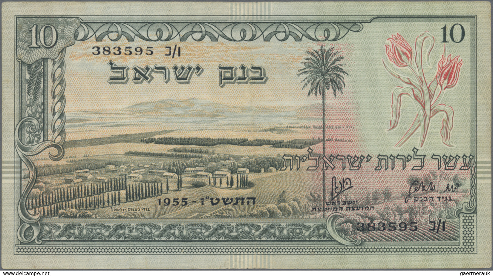 Israel: Bank of Israel, set with 4 banknotes, 1955 series, with 500 Pruta (P.24a