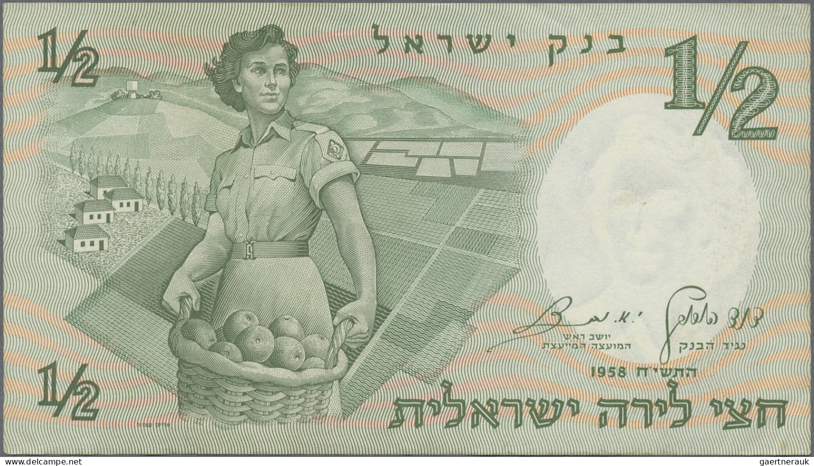 Israel: Bank Of Israel, Lot With 7 Banknotes, 1958-1960 Series, With ½, 2x 1, 5, - Israel