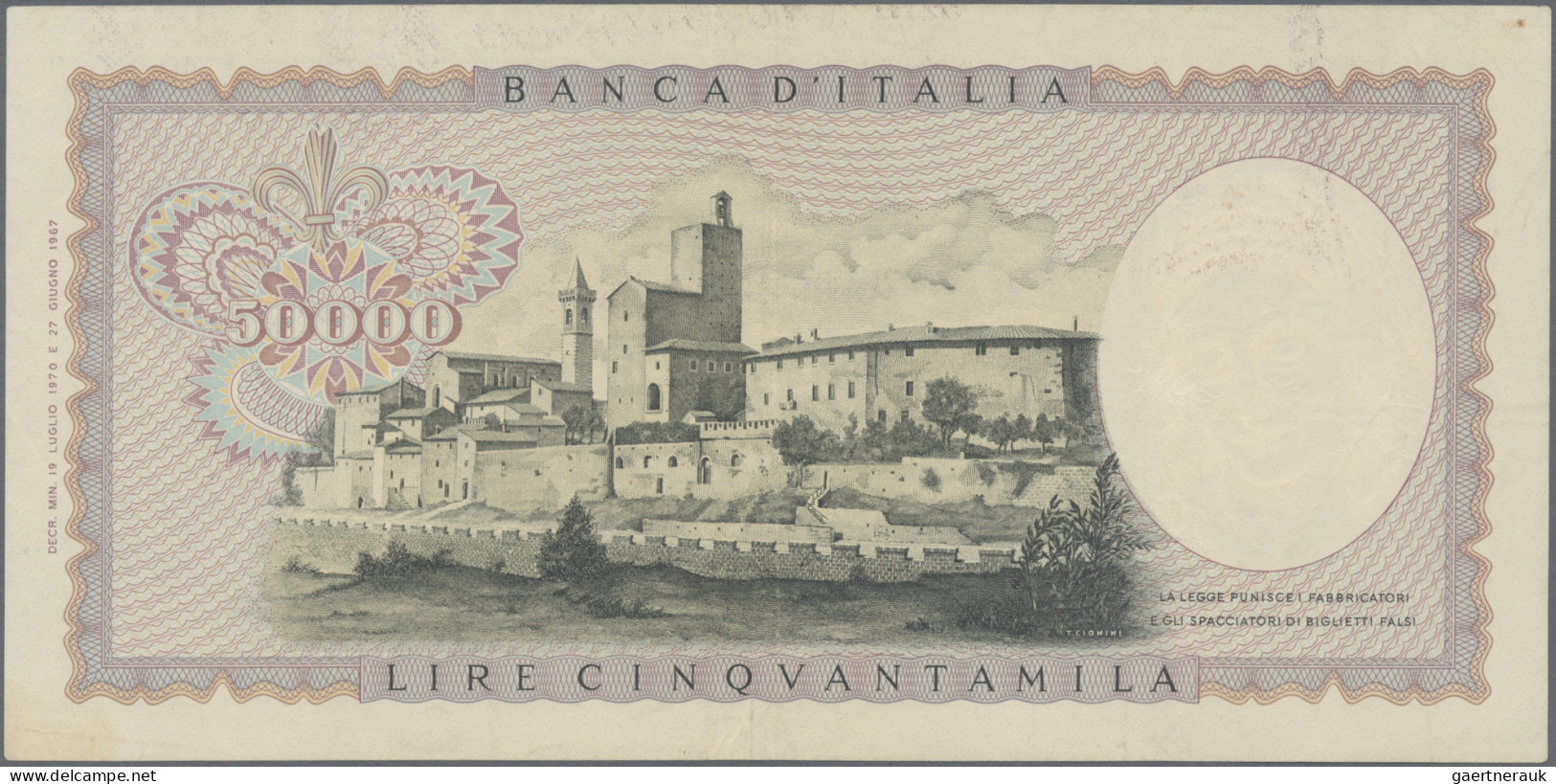 Italy: Banca D'Italia, 50.000 Lire Leonardo Da Vinci, 19.07.1970 With Signatures - Autres & Non Classés