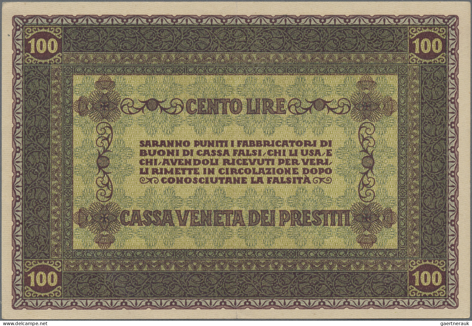 Italy: Cassa Veneta Dei Prestiti, Lot With 8 Banknotes, Series 1918, With 5, 10 - Andere & Zonder Classificatie