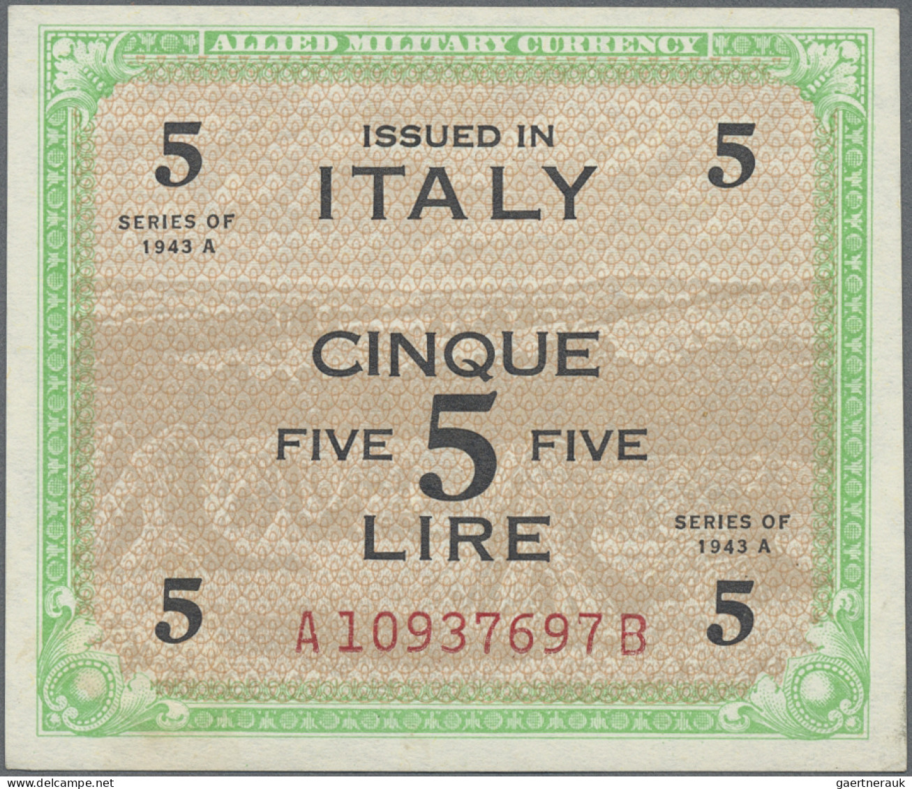 Italy: Allied Military Currency, Series 1943, Lot With 12 Banknotes 1 Lira – 1.0 - Other & Unclassified