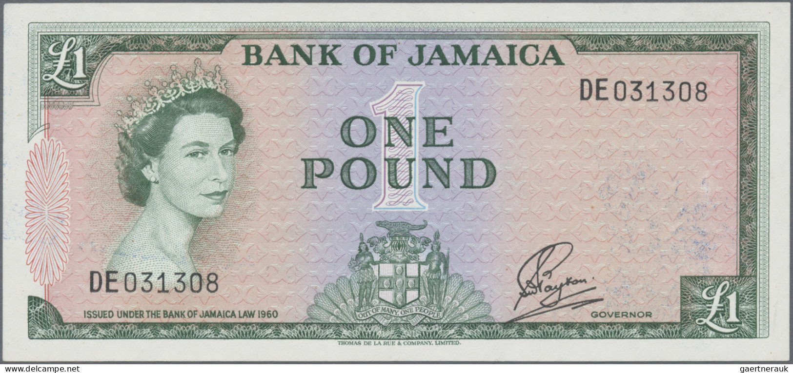 Jamaica: Bank Of Jamaica, 1 Pound L.1960 (ND 1964), P.51Ca In UNC Condition. - Jamaica