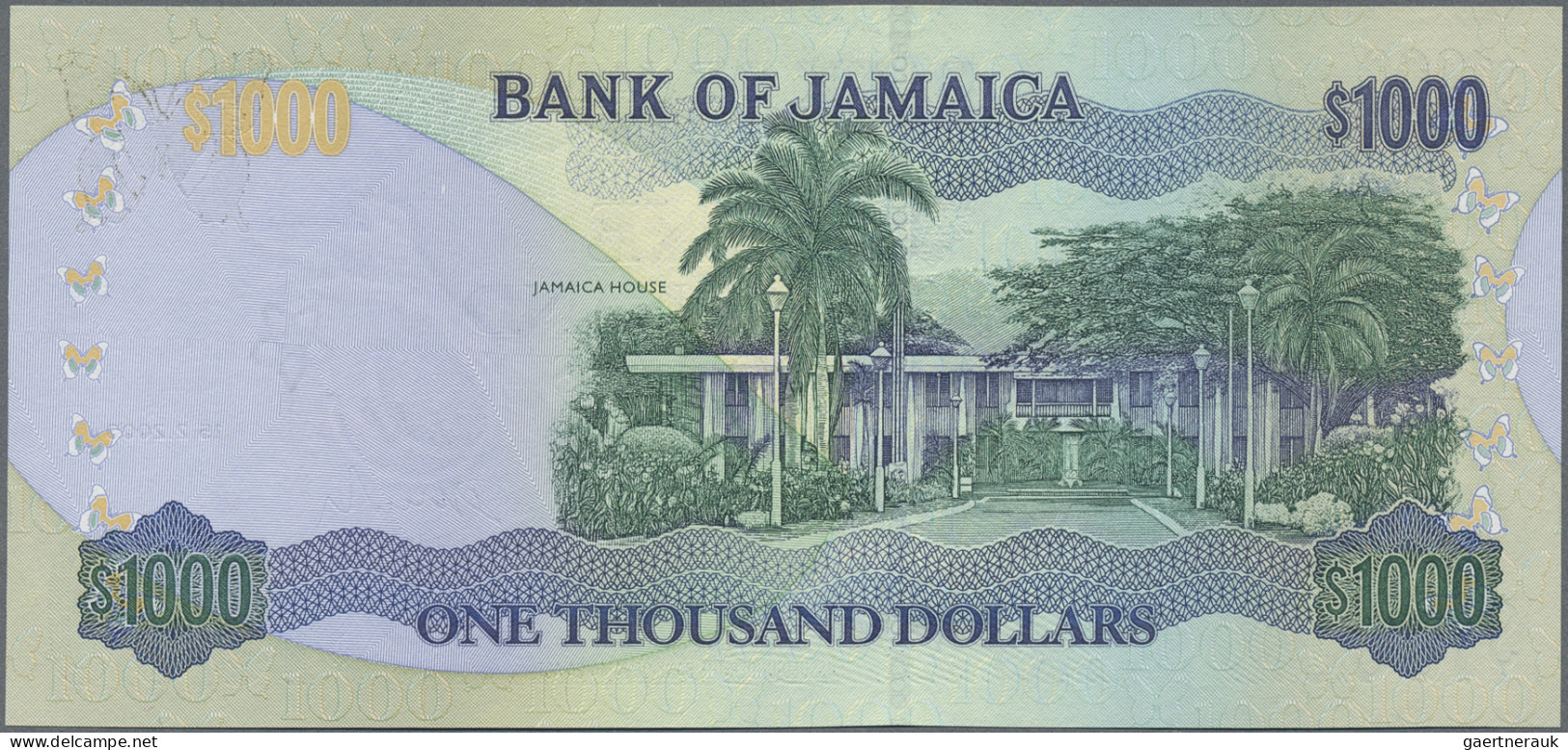 Jamaica: Bank of Jamaica, huge lot with 32 banknotes, series 1969-2012, 1 – 1.00