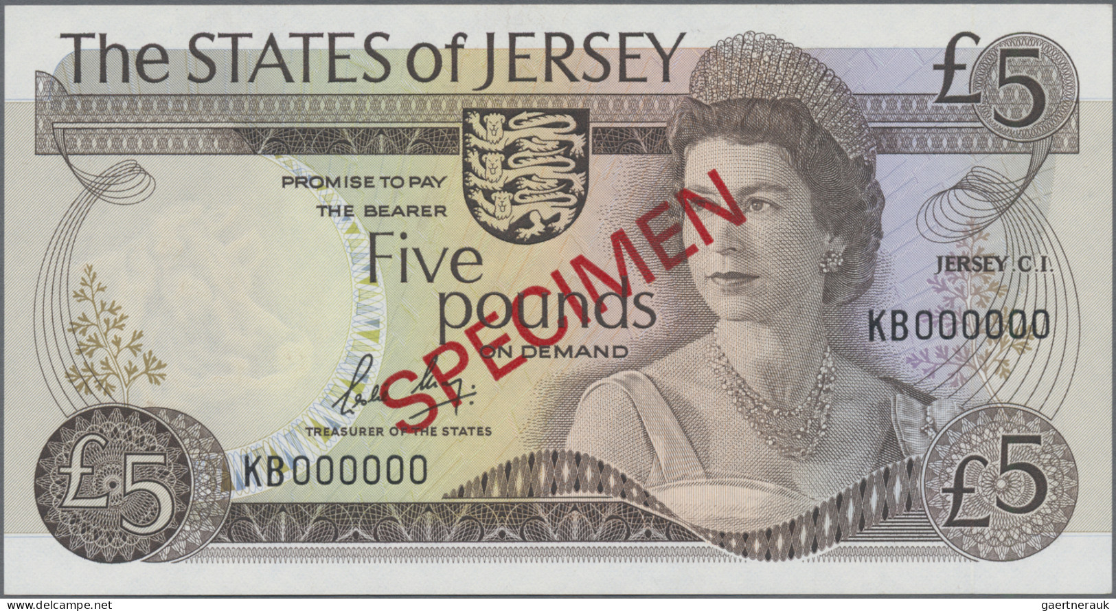 Jersey: The States of Jersey, lot with 6 banknotes, series 1983/85, with 1 Pound