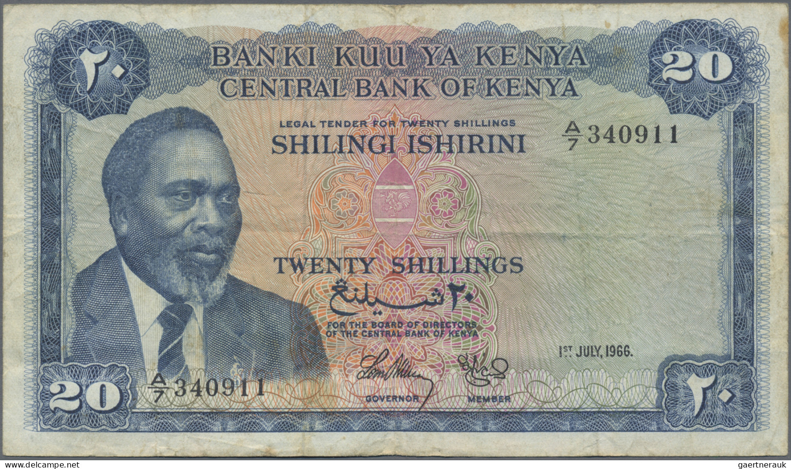 Kenya: Central Bank Of Kenya, Lot With 5 Banknotes, Series 1966/68, With 5, 10, - Kenya