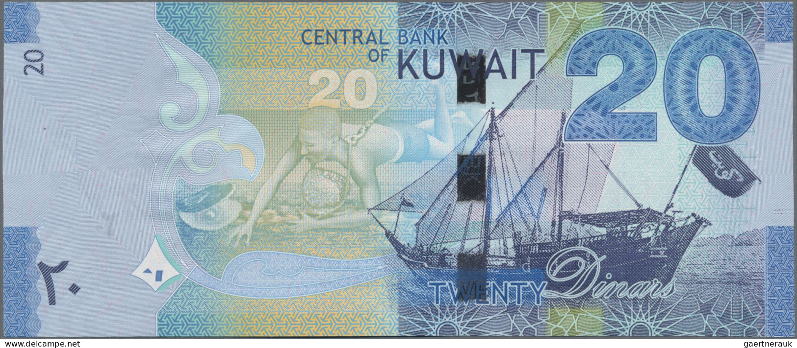 Kuwait: Central Bank Of Kuwait, Lot With 12 Banknotes, Series 1993-2014, With ¼, - Koweït